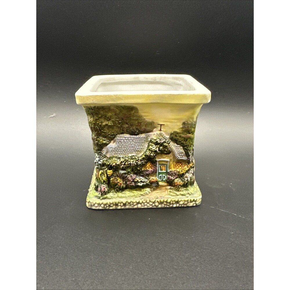 Thomas Kincaid Square Ceramic Votive Tea Light Candle Holder Cottages